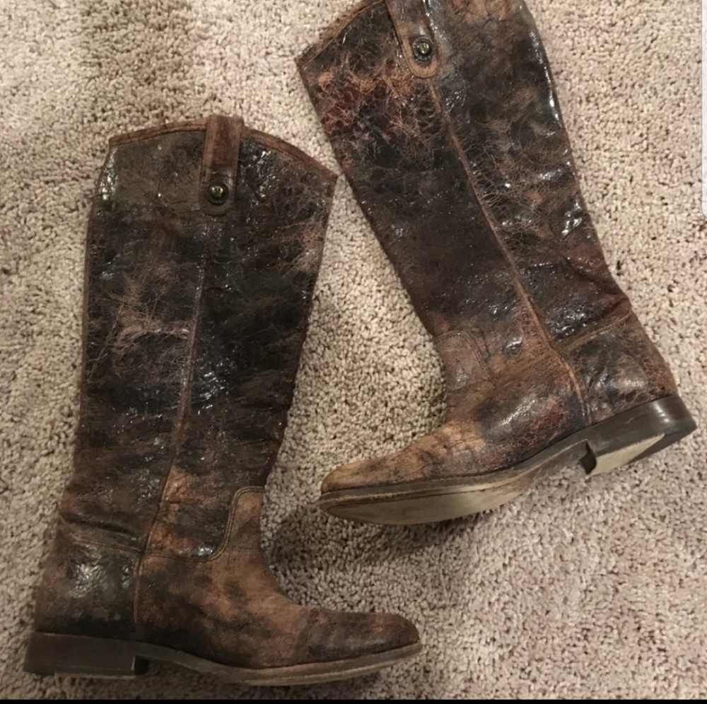 Frye distressed leather boots